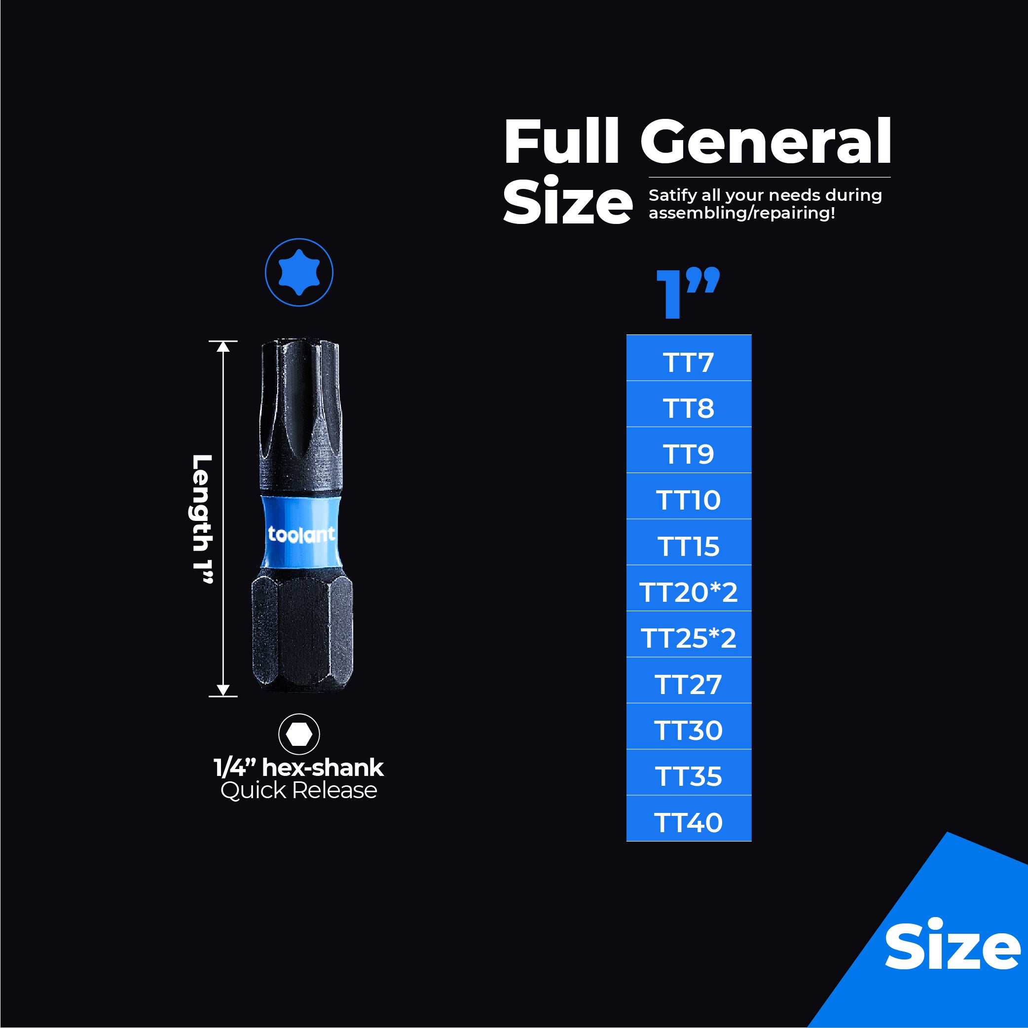 Impact Security Steel Torx Bit Set With Magnetic Bit Holder and Storage Box